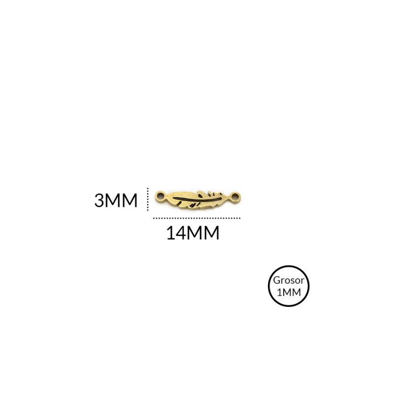 CENTRO PULSERA ACERO HOJA MINI 3X14 MM / color dorado / X UNIDAD / REF-AC0188D / REF-AC0188D
