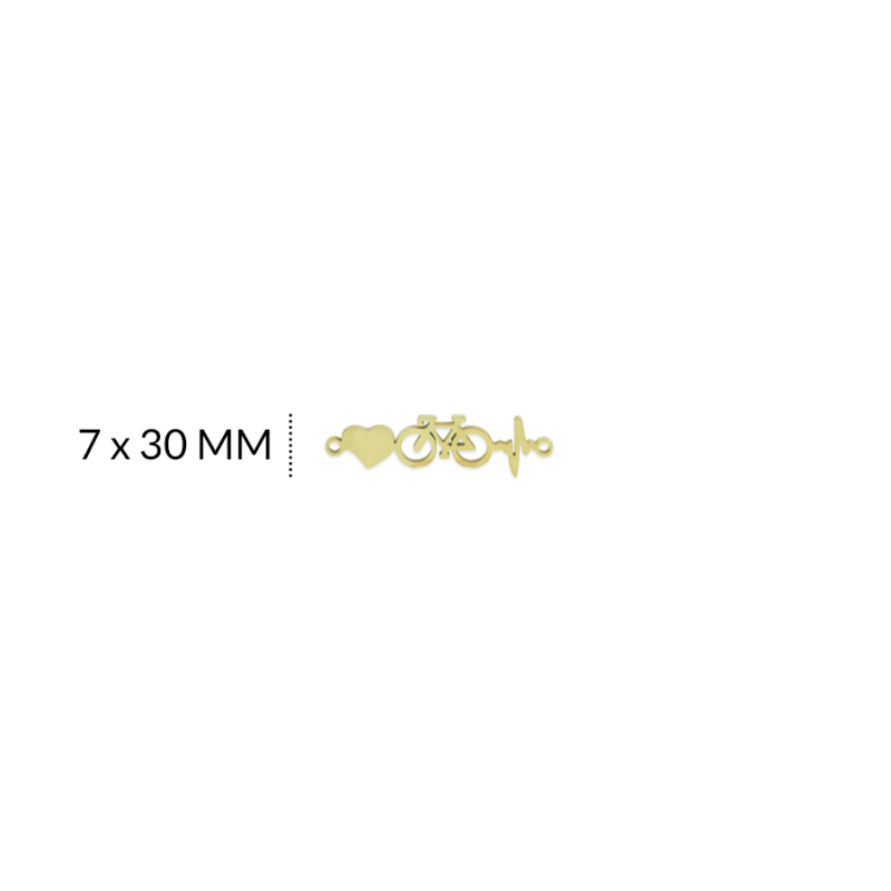 Centro pulsera acero cardio corazón bicicleta 7x30mm / x unidad / Ref-AC0196D / Ref-AC0196D