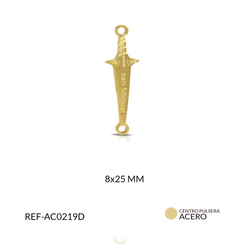 Centro pulsera acero espada san miguel 8 x 25 mm / x unidad / Ref-AC0219D