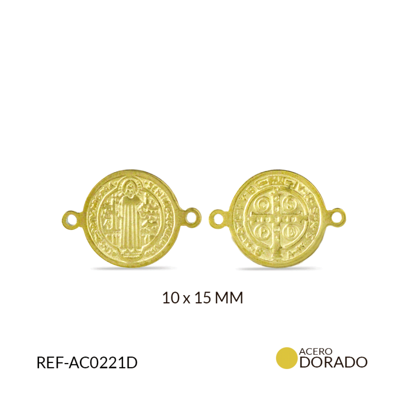 Centro pulsera acero San Benito fundido 10x15mm color dorado / x unidad / Ref-AC0221D / Ref-AC0221D