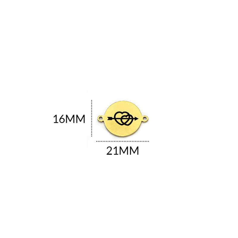 Centro pulsera en acero Duo corazón flecha 16 x 21 mm / x unidad / REF-AC0255D