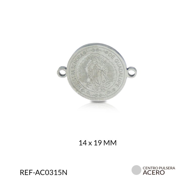 Centro pulsera acero virgen guadalupe 14 x 19 mm / x und / Ref-AC0315N