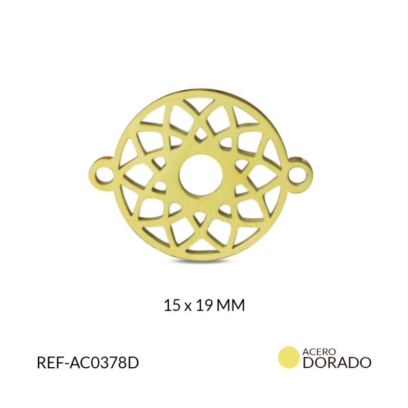 Centro pulsera acero mandala 19*15mm  / x unidad / REF-AC0378D