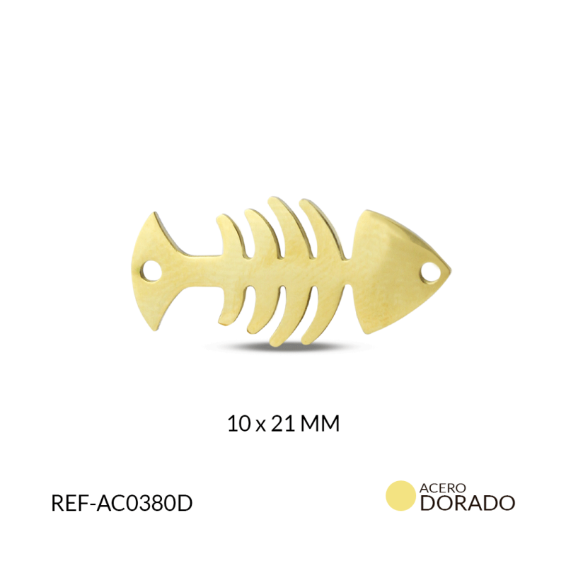 Centro pulsera acero pez esqueleto 21*10mm / x unidad / REF-AC0380D