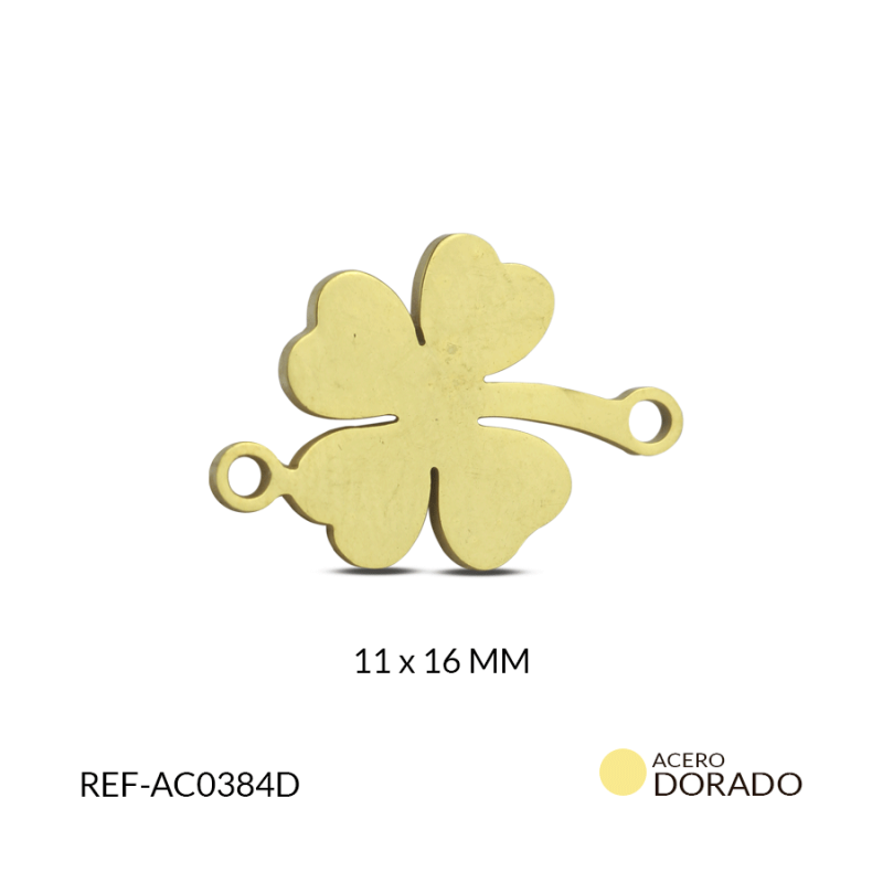 Centro pulsera acero trebol 11x16 mm / x unidad / Ref-AC0384D