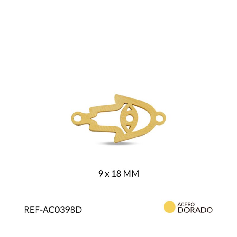 Centro pulsera acero ojo mano hamnsa 9x18mm / x unidad / Ref-AC0398D