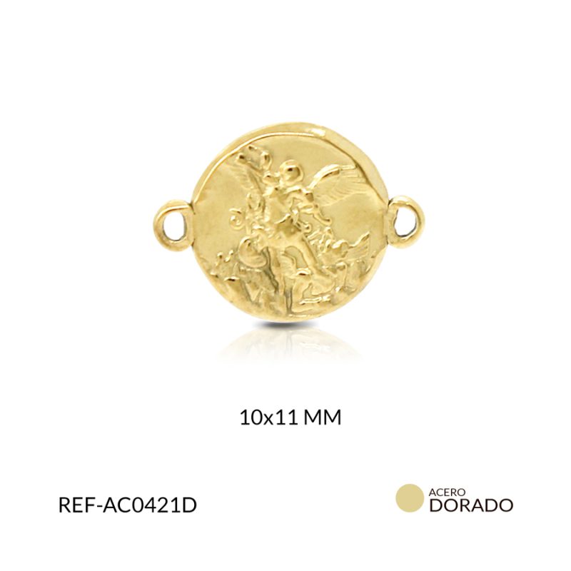 Centro pulsera acero san miguel arcangel 10 x 11 mm color dorado / x und / Ref-AC0421D