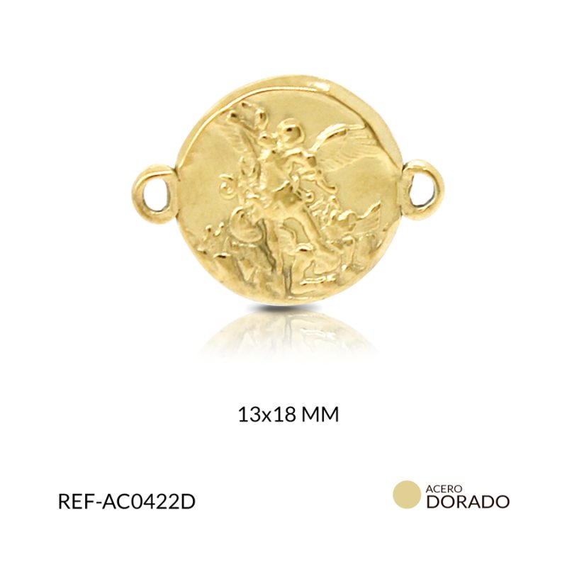 Centro pulsera acero san miguel arcangel 13 x 18 mm color dorado / x unidad / Ref-AC0422D / Ref-AC0422D
