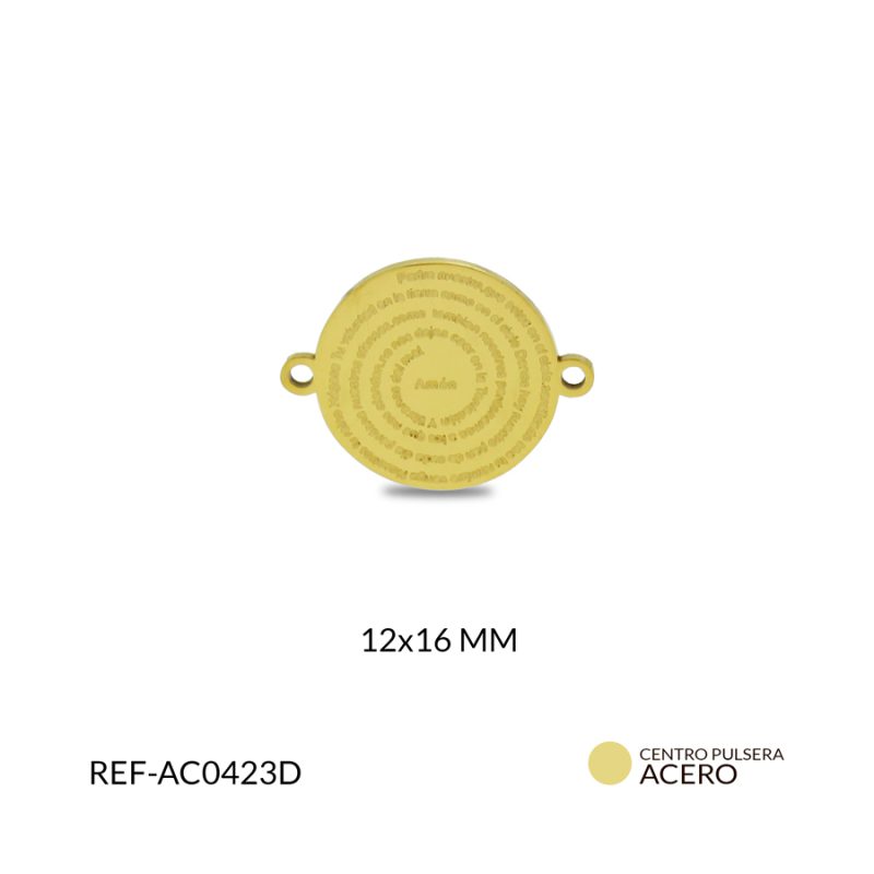 Centro pulsera acero padre nuestro 12x16mm / x unidad / Ref-AC0423D / Ref-AC0423D