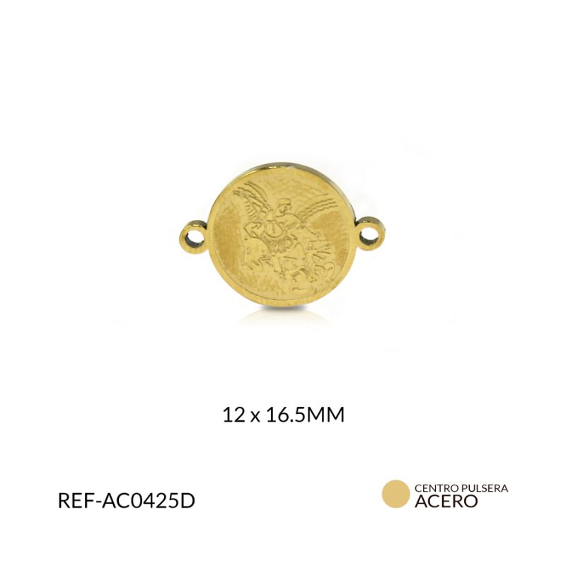 Centro pulsera acero grabado san miguel 12 x 15.5 mm / x und / Ref-AC0425D / Ref-AC0425D