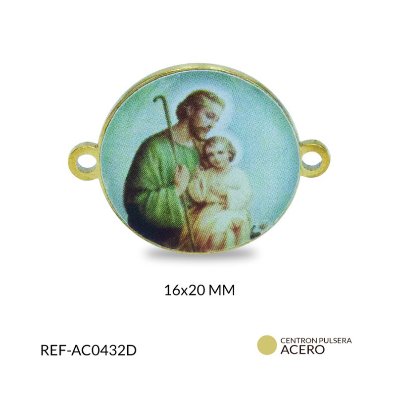Centro pulsera acero circulo san José en resina 16 x 20 mm / x unidad / Ref-AC0432D