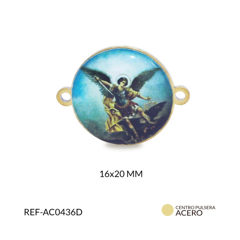 Centro pulsera acero circulo San Miguel en resina 20x16mm / x unidad / Ref-AC0436D / Ref-AC0436D