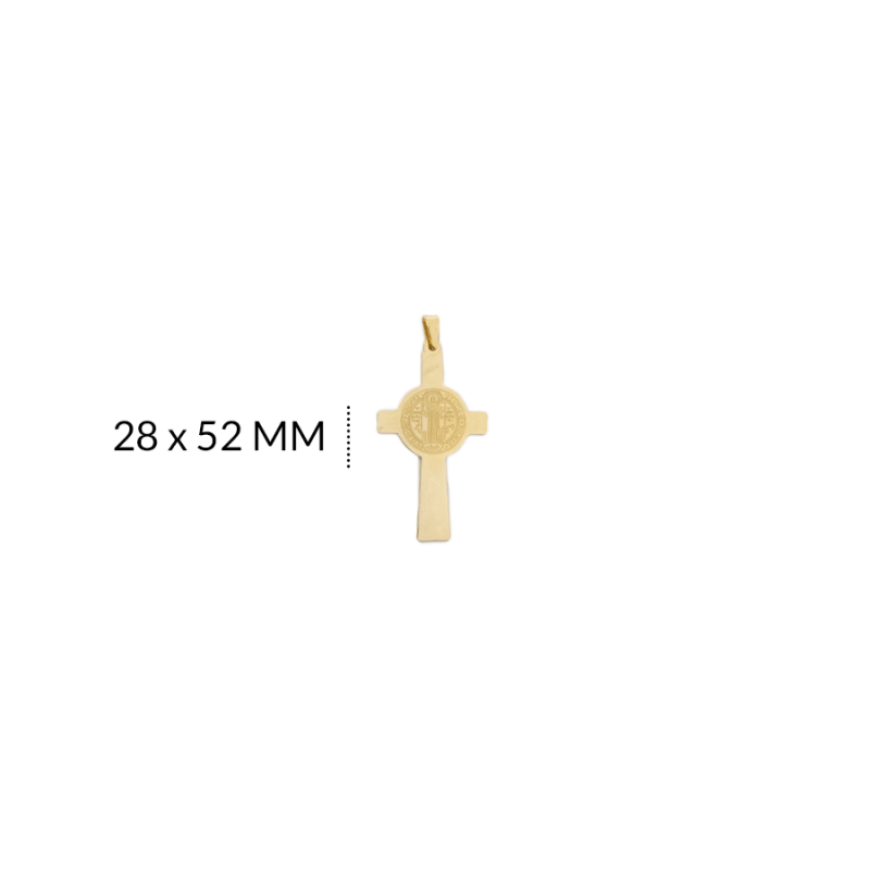 Dije cruz acero san benito grabado 28 x 52 mm / x unidad / Ref-AC2111D