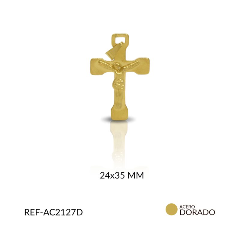 Cruz acero cristo relieve 24 x 35 mm / x unidad / Ref-AC2127D