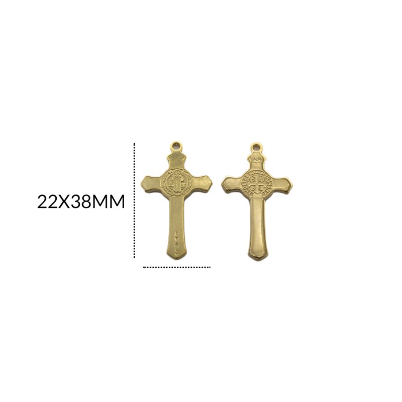Cruz acero san benito fundida 22x38mm /x unidad / Ref-AC2130D / Ref-AC2130D