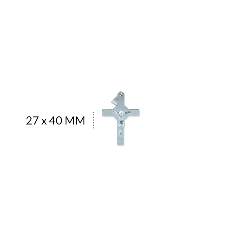 CRUZ ACERO CRISTO RELIEVE 27 X 40 MM / color niquelado / X UND / REF-AC2157N / REF-AC2157N