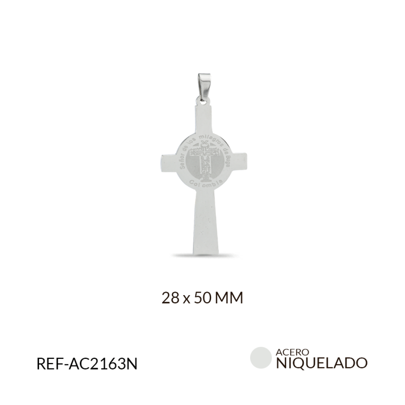 CRUZ ACERO SEÑOR DE LOS MILAGROS GRABADO 28 X 50MM / x und / REF-AC2163N