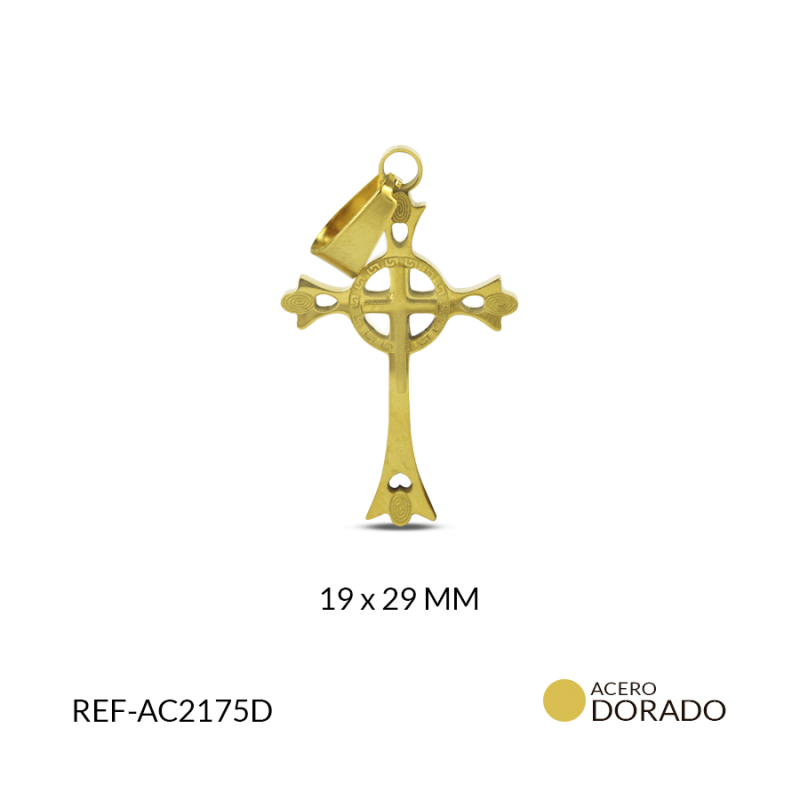 CRUZ ACERO CIRCULO LABERINTO 18X29 MM / x UND / Ref-AC2175D