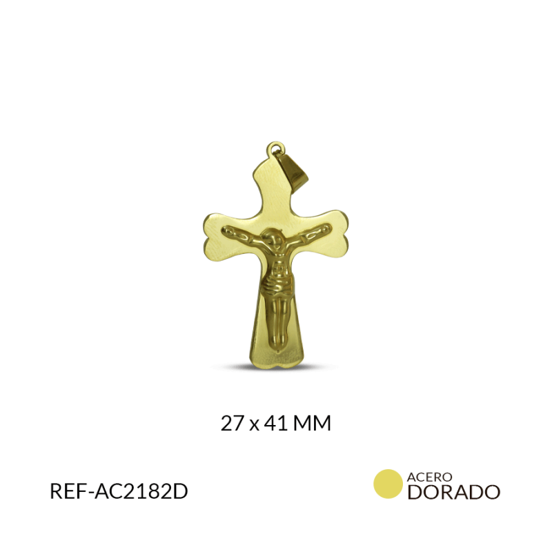 CRUZ ACERO CRISTO RELIEVE FORMA TREBOL 27X41 MM / x UND / Ref-AC2182D