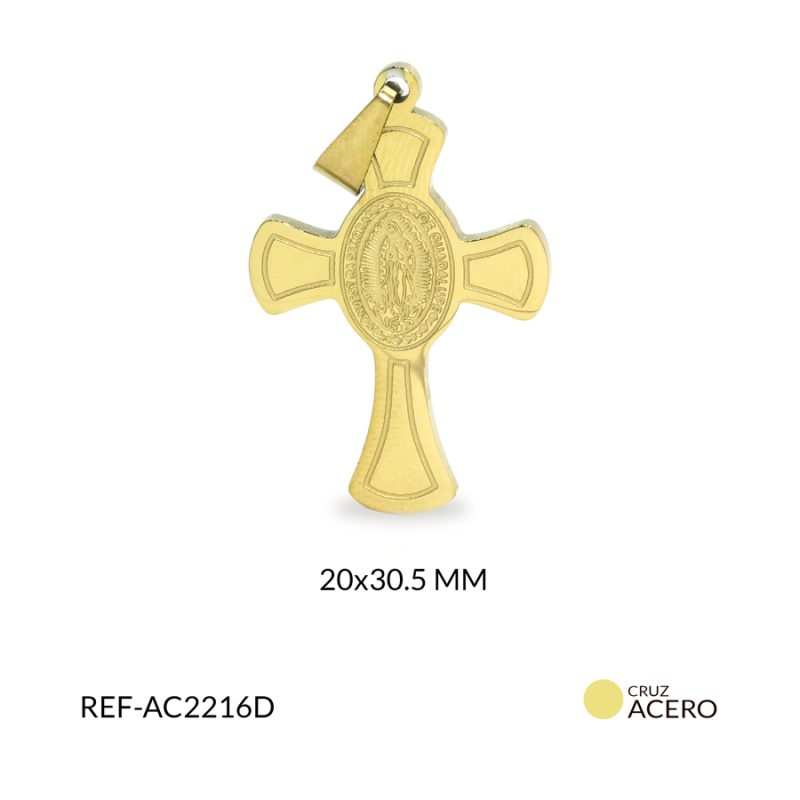 Cruz acero Virgen Guadalupe 20x30mm / x unidad / Ref-AC2216D / Ref-AC2216D
