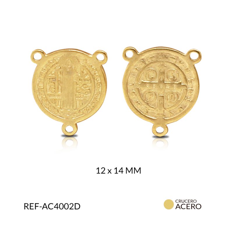 Crucero acero san benito fundido 12 x 14 mm color dorado / x und / REF-AC4002D