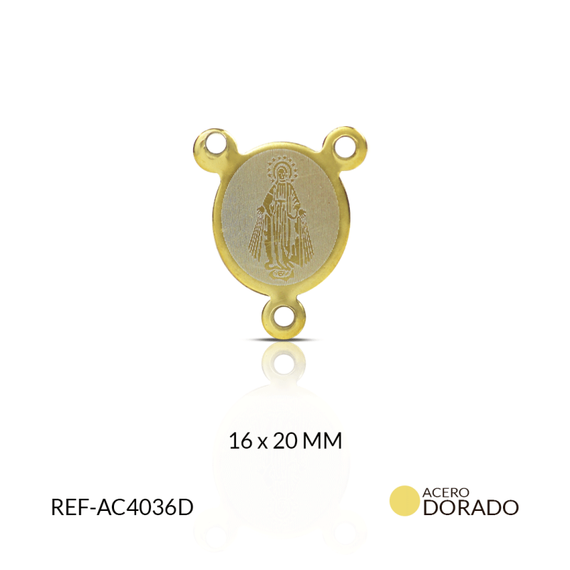 Crucero acero dorado Virgen Milagrosa 16x 20 mm / x unidad / REF-AC4036D