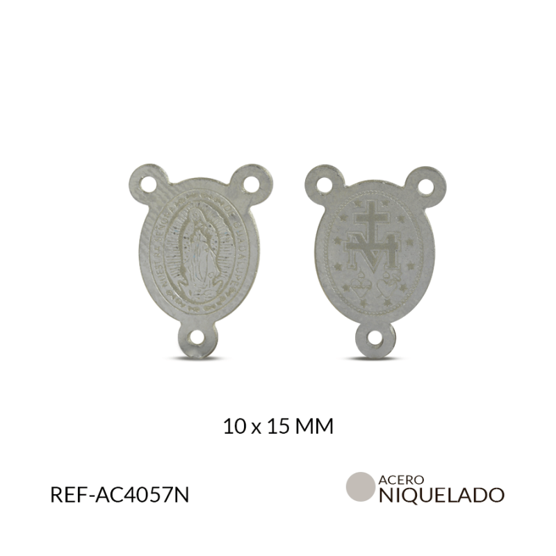Crucero acero delgado grabado Virgen Guadalupe 10*15 mm / x unidad / Ref-AC4057N