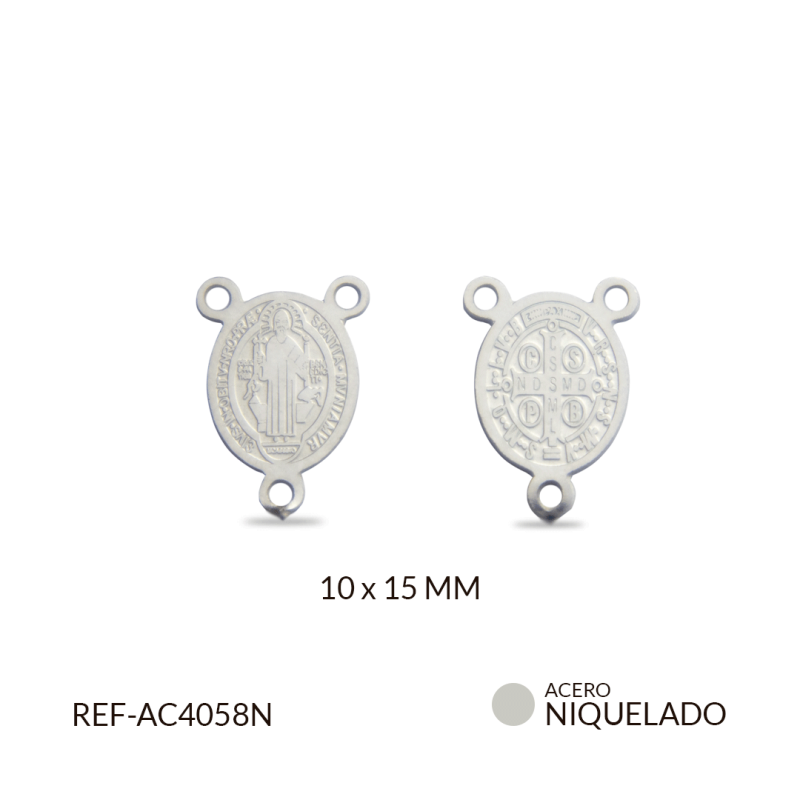 Crucero acero delgado grabado San Benito 10 x 15 mm / x unidad / REF-AC4058N