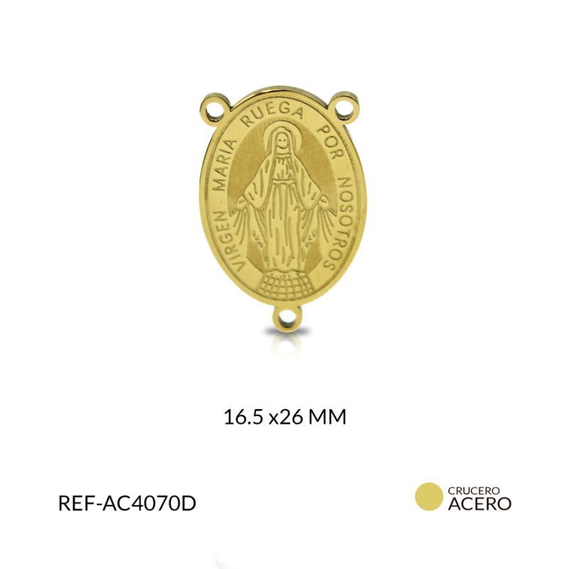 Crucero acero grabado virgen milagrosa 16.5 x 26 mm / x unidad / Ref-AC4070D