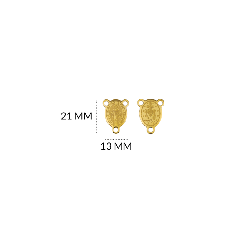 Crucero en acero ovalado Virgen Milagrosa 13 x 21 mm / x unidad / Ref-AC4081D / Ref-AC4081D
