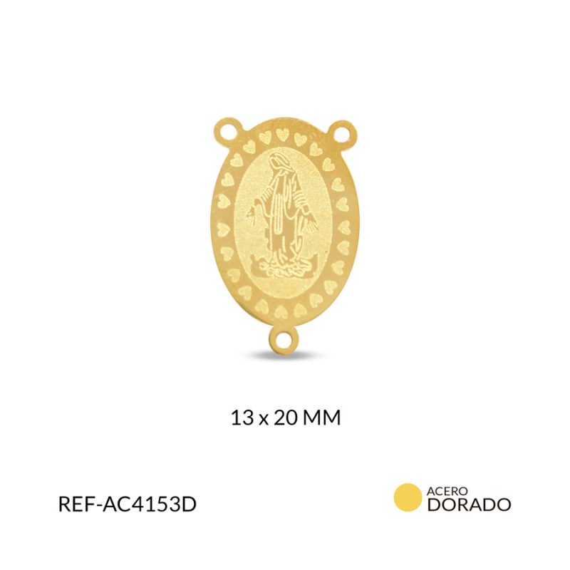 Crucero acero Virgen nuestra señora corazón de oro 13x20mm / x unidad / Ref-AC4153D