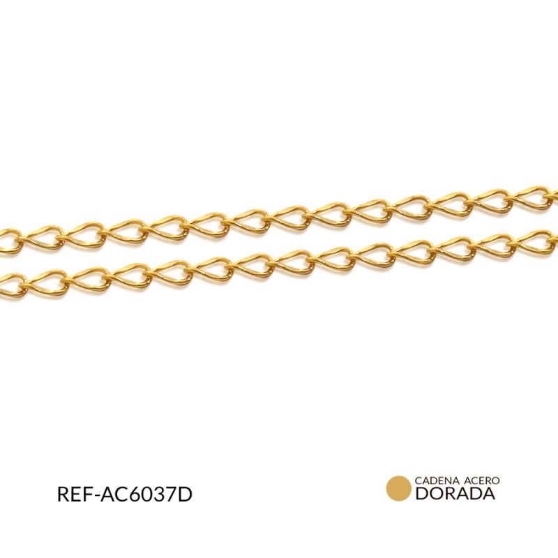 Cadena acero ovalada plana rog color dorado / x metro / Ref-AC6037D / Ref-AC6037D