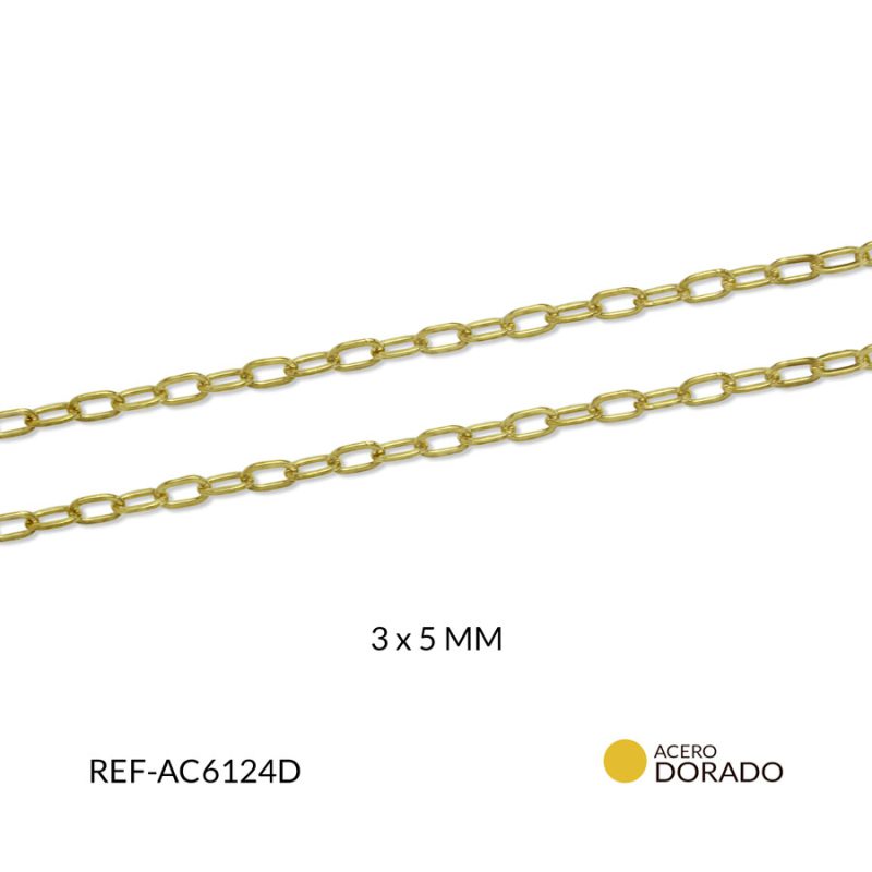 Cadena acero ovalada plana 3x5mm / x metro / Ref-AC6124D / Ref-AC6124D