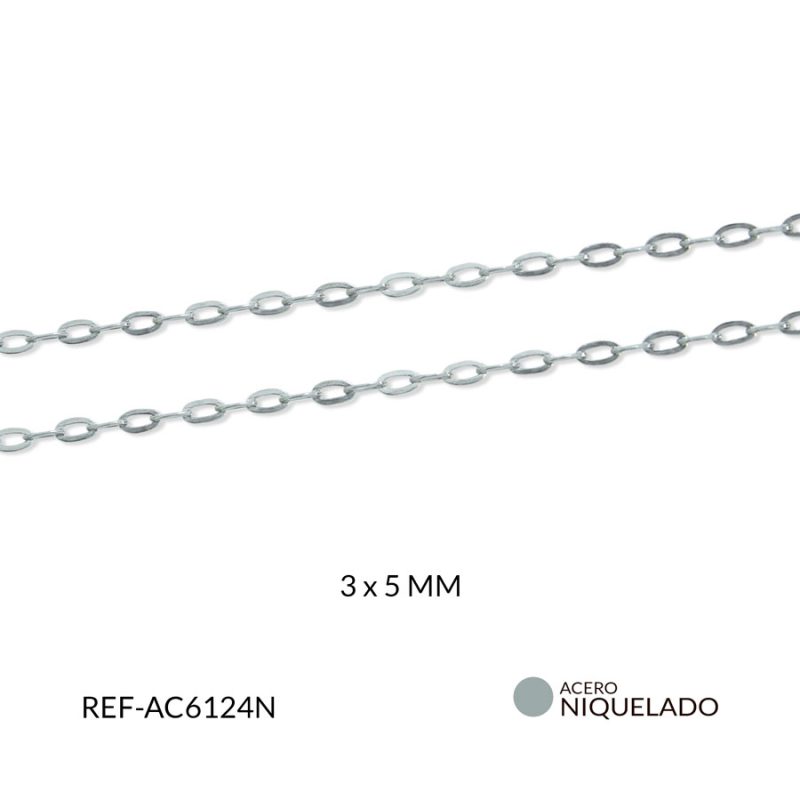 Cadena acero ovalada plana 3x5mm / x metro / Ref-AC6124N / Ref-AC6124N