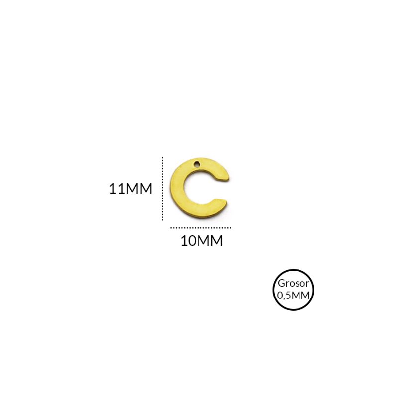 DIJE  EN ACERO LETRA C / tamaño 11 X 10mm / X UNIDAD / REF-AD0125D / REF-AD0125D