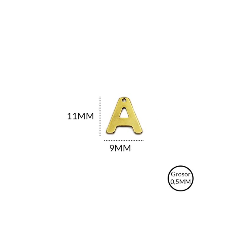 Dije en acero letra A / tamaño 11x9mm / x unidad / Ref-AD0117D / REF-AD0117D