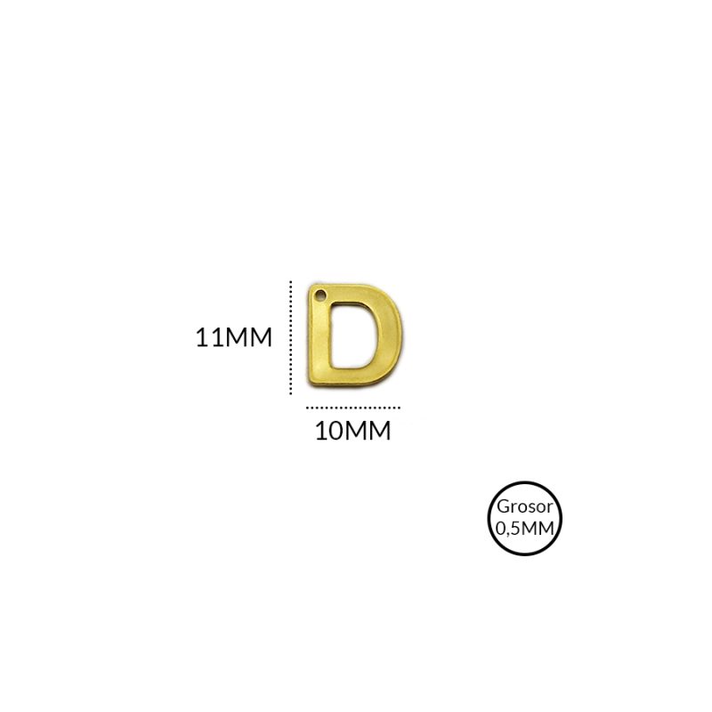 DIJE  EN ACERO LETRA D / tamaño 11 X 6mm / X UNIDAD / REF-AD0118D / REF-AD0118D