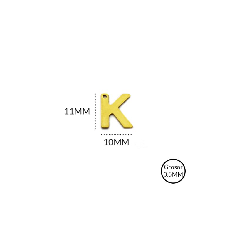 DIJE  EN ACERO LETRA K / tamaño 11 X 9mm / X UNIDAD / REF-AD0121D / REF-AD0121D