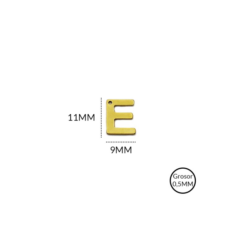 Dije en acero letra E 11x9mm / x unidad / Ref-AD0122D / Ref-AD0122D