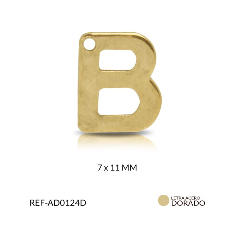 Dije acero letra B 7x11 mm / x unidad / Ref-AD0124D