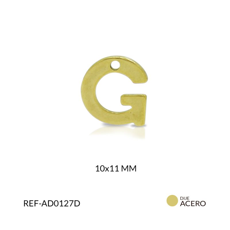 Dije acero letra G  9 x 11 mm / x unidad / AD0127D