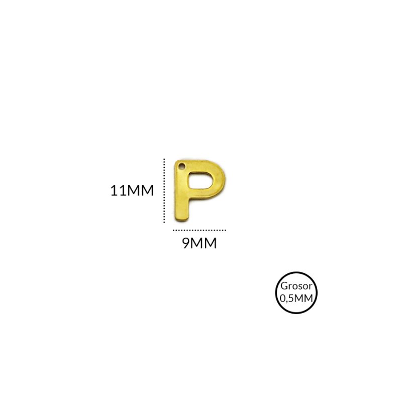 Dije acero letra P / 11x9mm / x unidad / Ref-AD0129D / REF-AD0129D