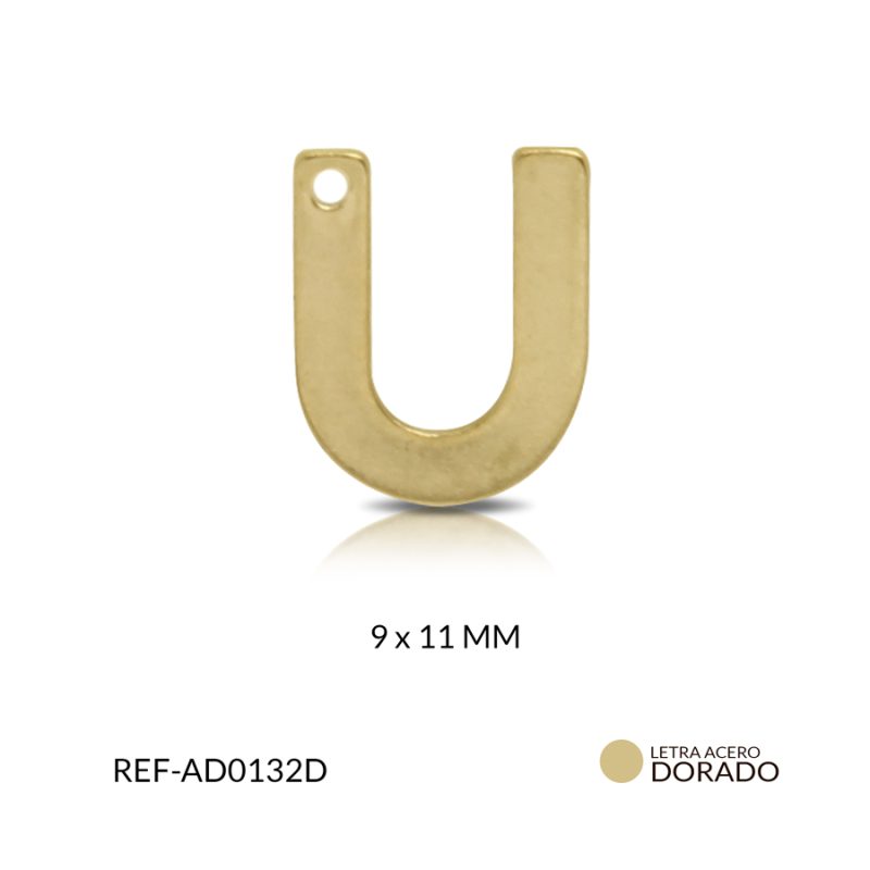 Dije acero letra "U" 9*11MM x und / Ref-AD0132D