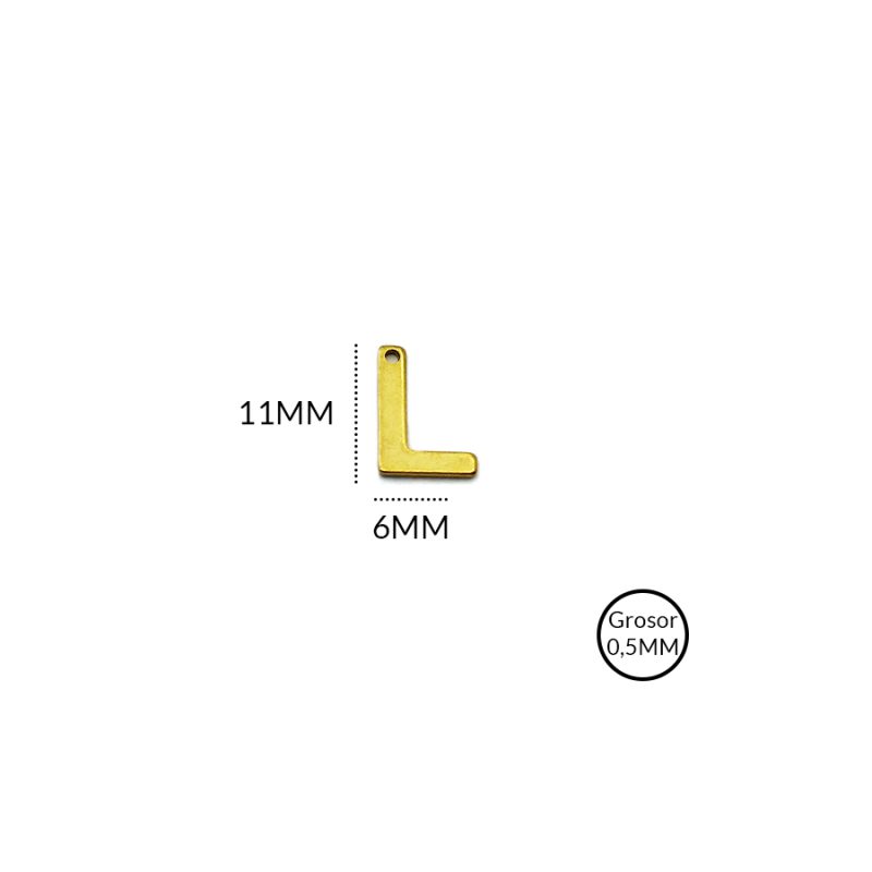 Dije acero letra L / tamaño 11 x 6mm / x unidad / Ref-AD0133D / Ref-AD0133D