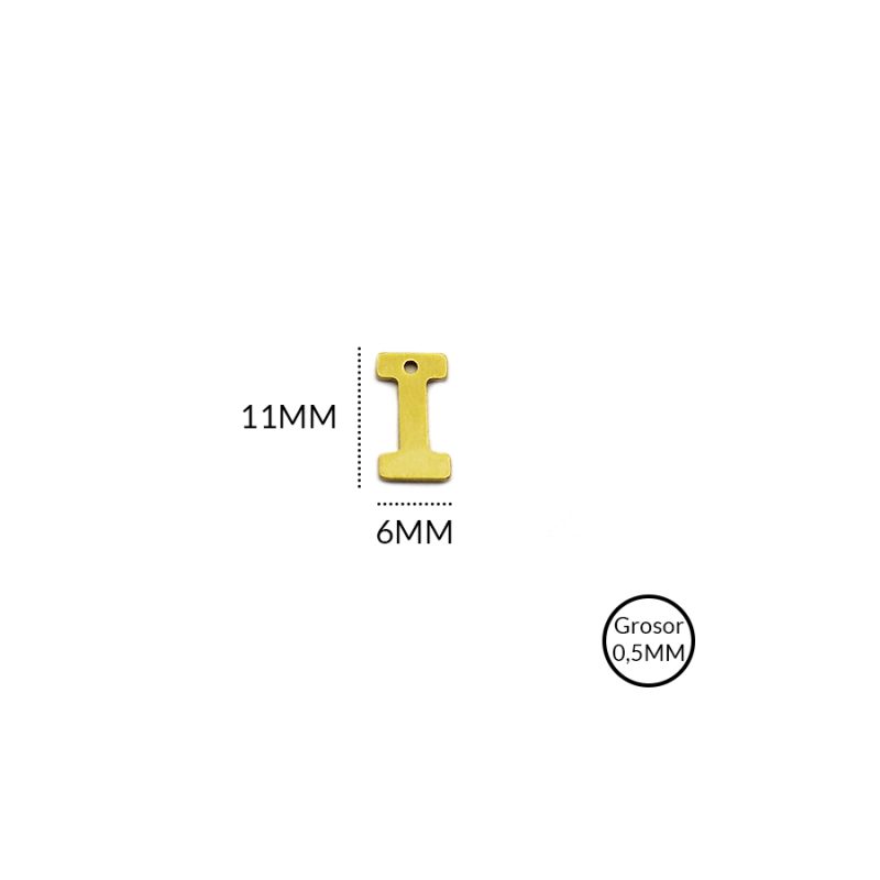 Dije en acero letra I 11x6mm / x unidad / Ref-AD0142D / Ref-AD0142D