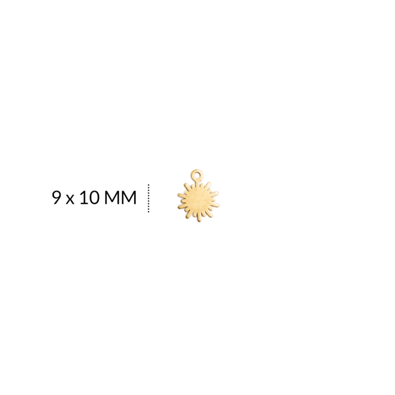 Dije en acero Sol 9x10mm color dorado / x unidad / Ref-AD0258D / Ref-AD0258D