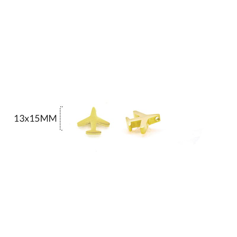 DIJE EN ACERO AVION 13 X 15MM / color dorado / por unidad / REF-AD0167D / REF-AD0167D