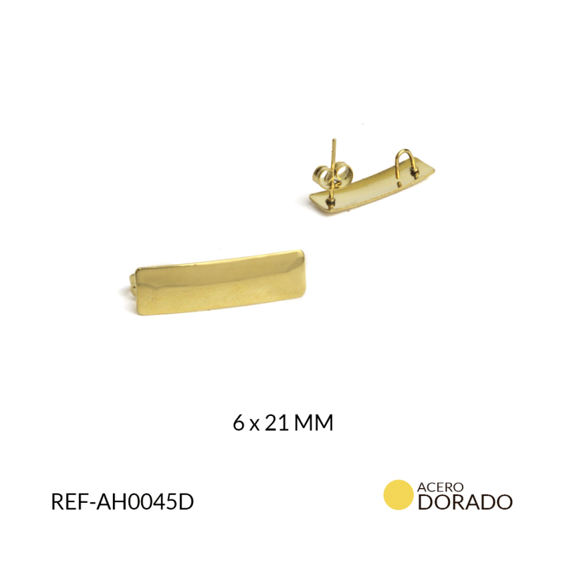 Herraje acero para arete rectángulo liso 6*21MM / x PAR / Ref-AH0045D