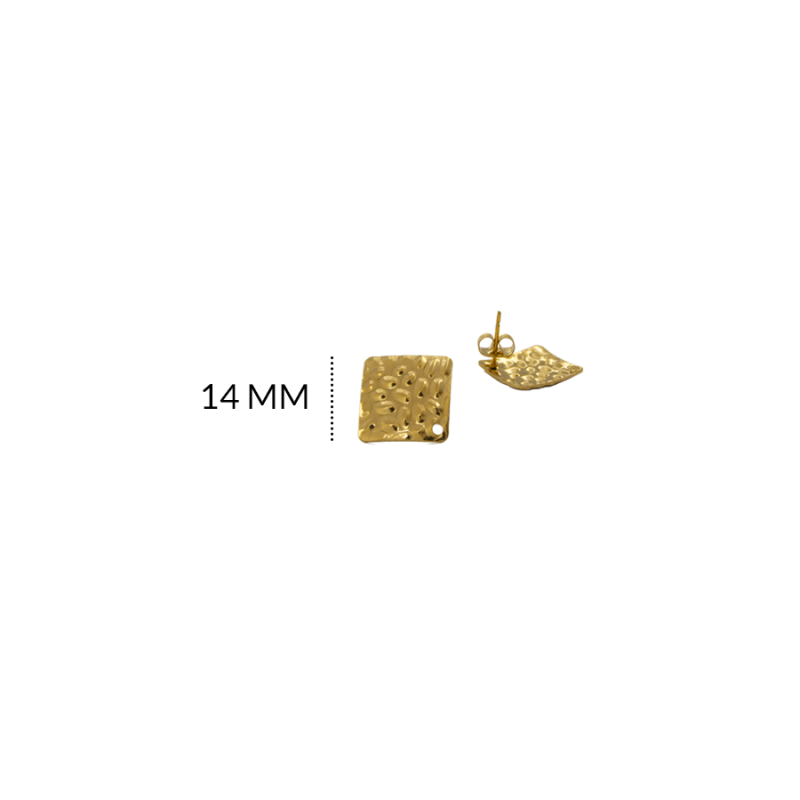 Herraje acero cuadrado martillado 14 mm color dorado / x par / Ref-AH0070D / Ref-AH0070D