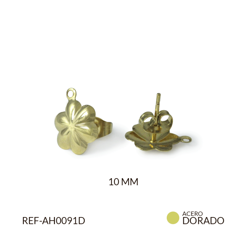 HERRAJE ACERO PARA ARETE FLOR / x par / REF-AH0091D